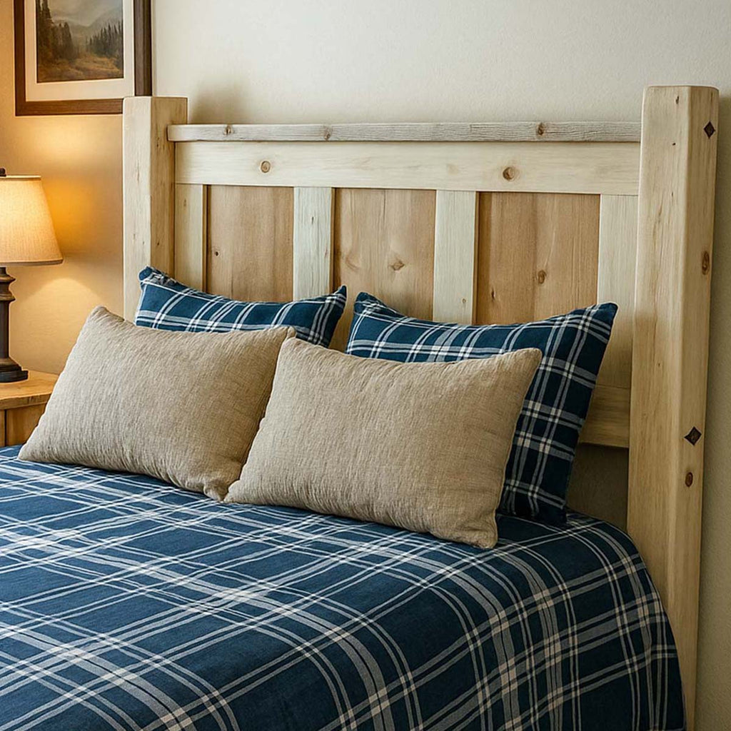 Lima Sawn Headboard with Iron & Clear Lacquer