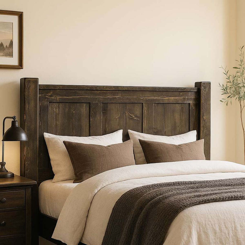 Lima Sawn Headboard with Iron & Jacobean Stain