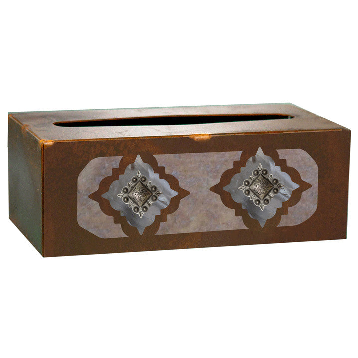 Diamond Silver Concho Rectangle Tissue Box Cover