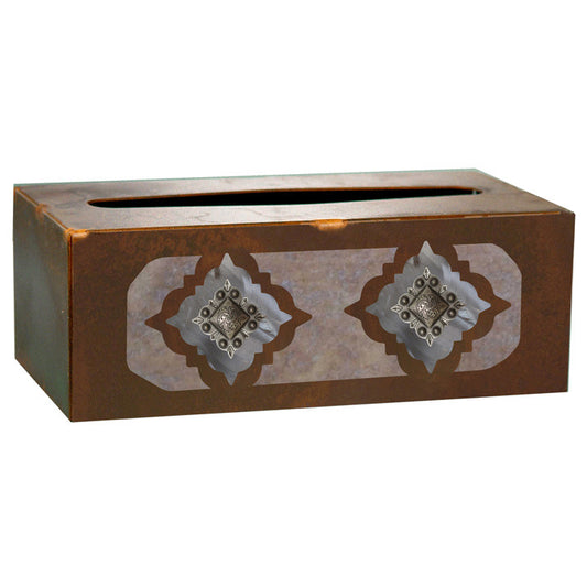 Diamond Silver Concho Rectangle Tissue Box Cover