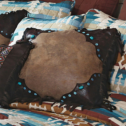 Earth & Sky Curved Corner Pillow with Turquoise