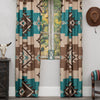 Mocha Turquoise Southwest Lined Drapes