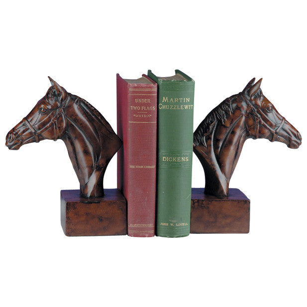 Burlwood Horse Head Bookends
