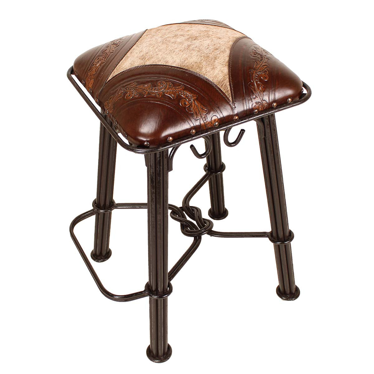 Coronado Iron Counter Stool - Light Hair on Hide