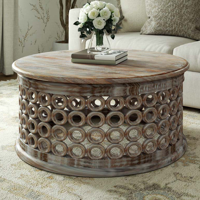 Sunset Stack White Washed Coffee Table - OUT OF STOCK UNTIL 05/27/2026