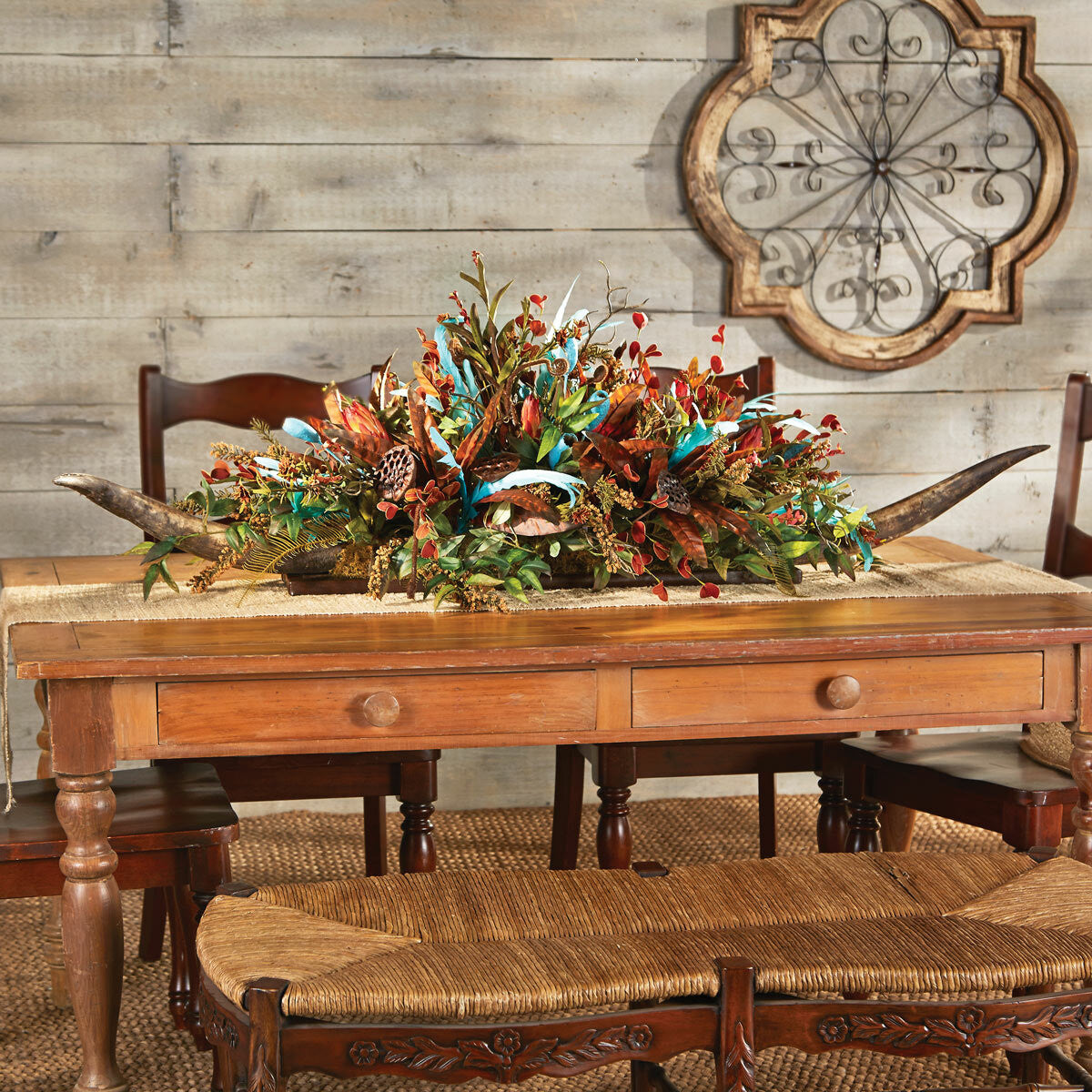 Double Longhorn Floral Arrangement