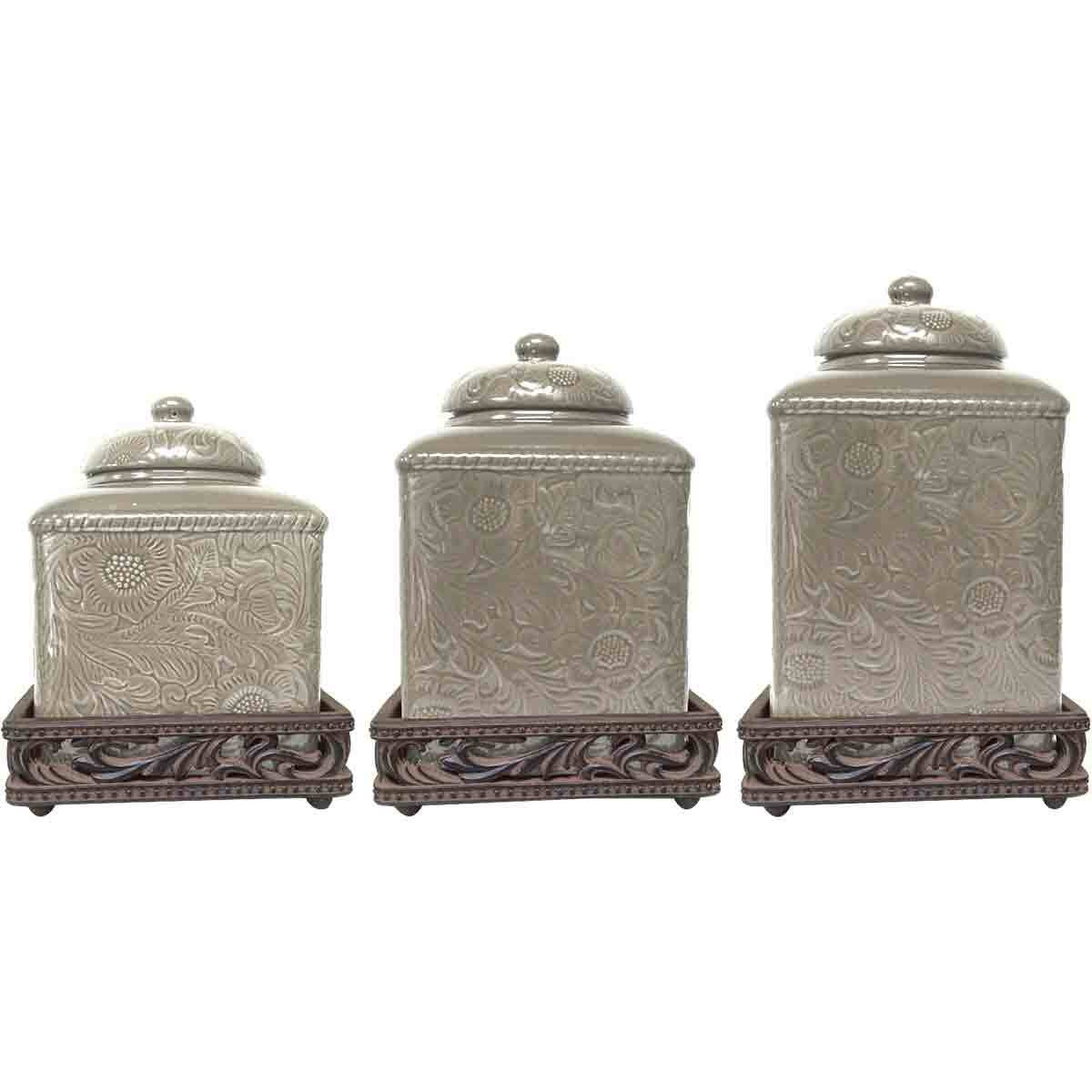 Savannah Taupe Canister Set with Base