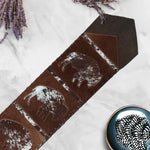 Fringed Roaming Bison Dark Leather Table Runner - 120 Inch