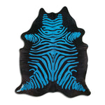 Blue Zebra Cowhide Rug - Medium