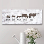 Longhorn Family Personalized Stretched Canvas - Large