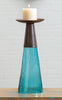 Reversible Candle Holder / Vase with Crackled Turquoise Glass and Candle - Small