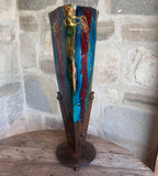 Triangle Glass Lamp - Red & Blue