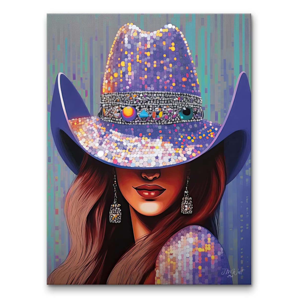 Purple Rhinestone Cowgirl Wall Art