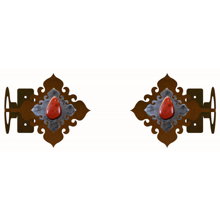 Red Jasper Stone Rod Brackets - Set of 2