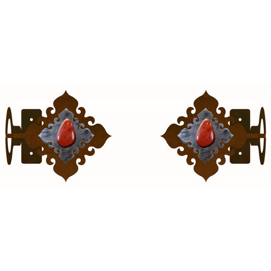 Red Jasper Stone Rod Brackets - Set of 2