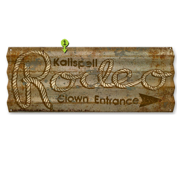 Rodeo Clown Entrance Personalized Corrugated Metal Sign