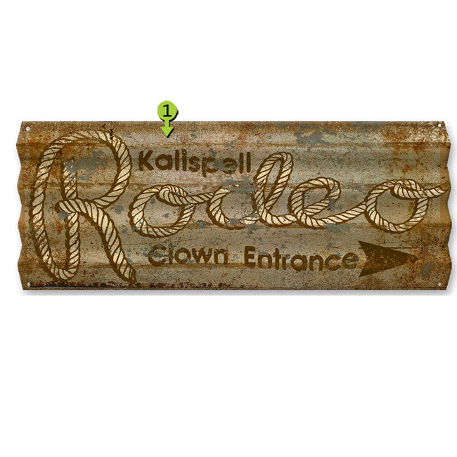 Rodeo Clown Entrance Personalized Corrugated Metal Sign