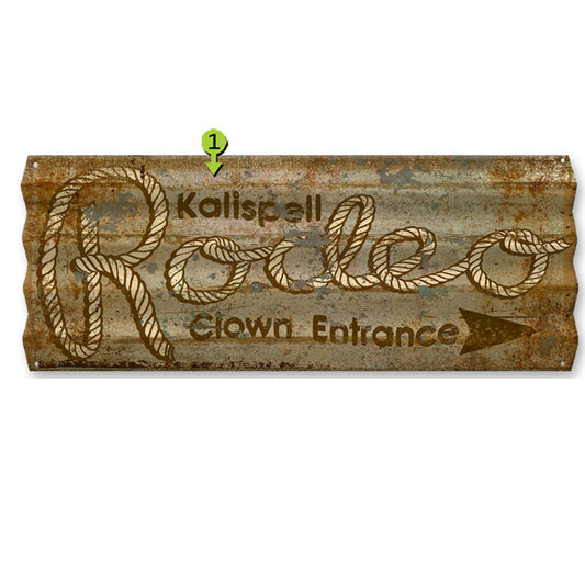 Rodeo Clown Entrance Personalized Corrugated Metal Sign
