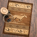 Wild Horse & Horseshoe Rug - 4 x 5