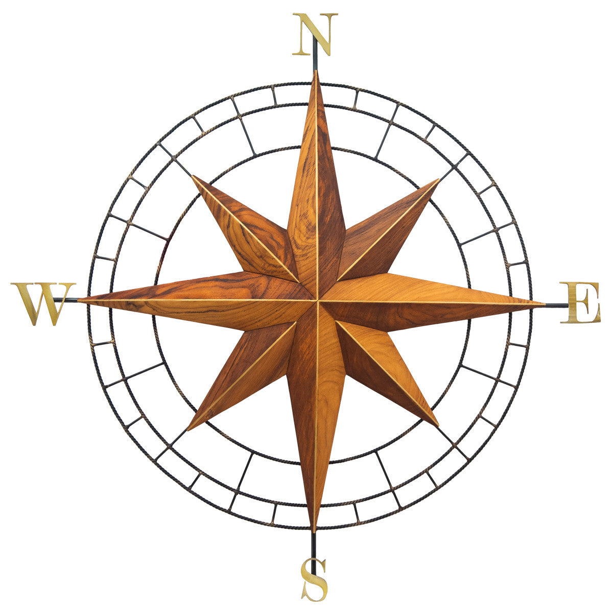 Hand-Carved Teak Compass Wall Art