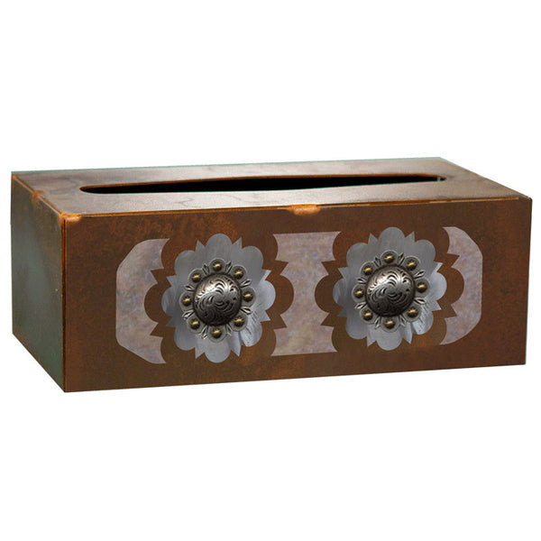 Round Silver Concho Rectangle Tissue Box Cover