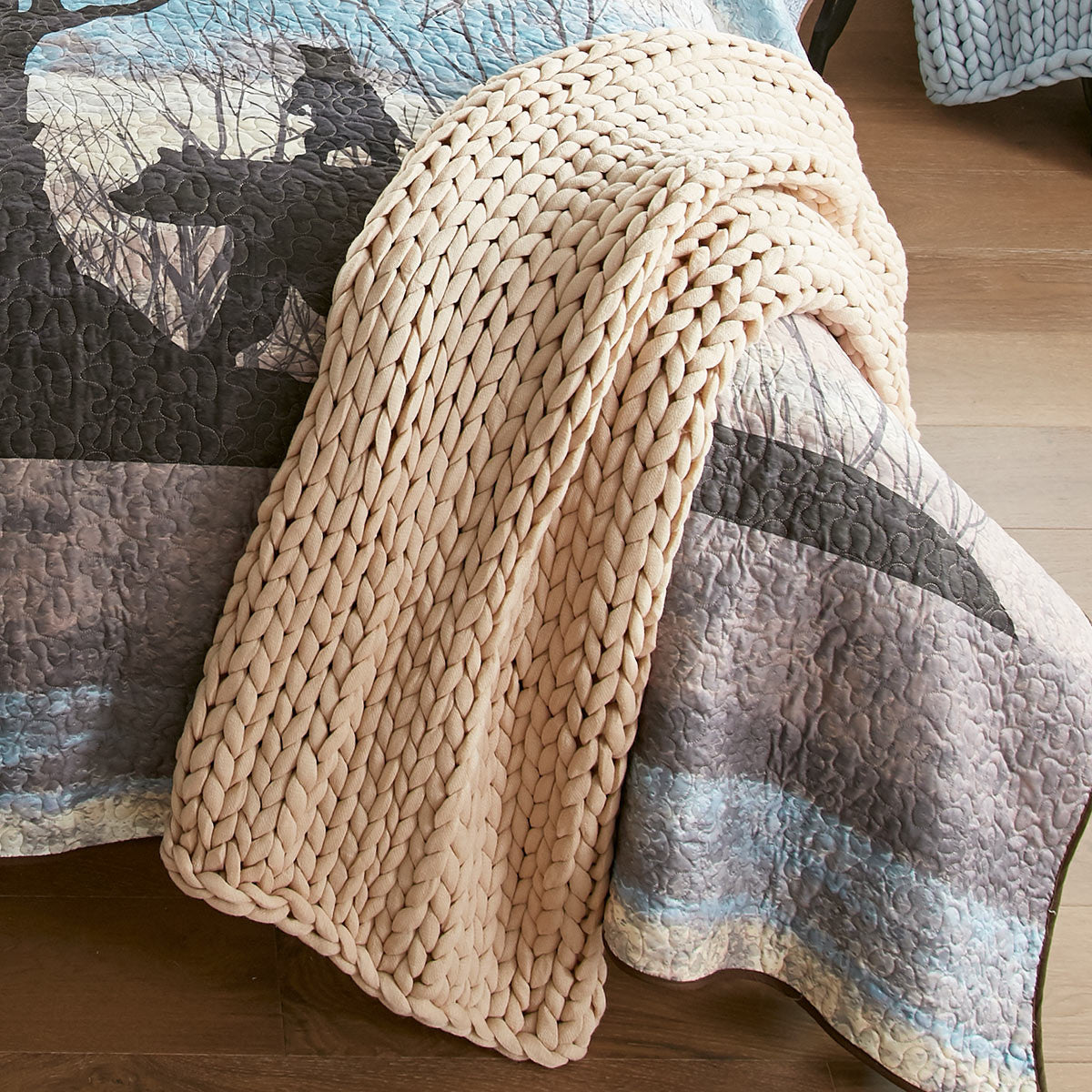 Chunky Knit Taupe Throw