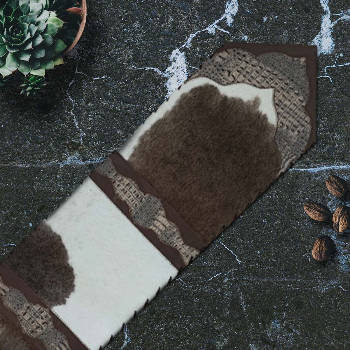 Dutch Brown Panel Gator Embossed Table Runner - 120 Inch