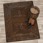 Western Stitched Leather Style Rug - 8 x 11