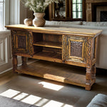 Montague Carved Buffet with Metal Panels - Natural