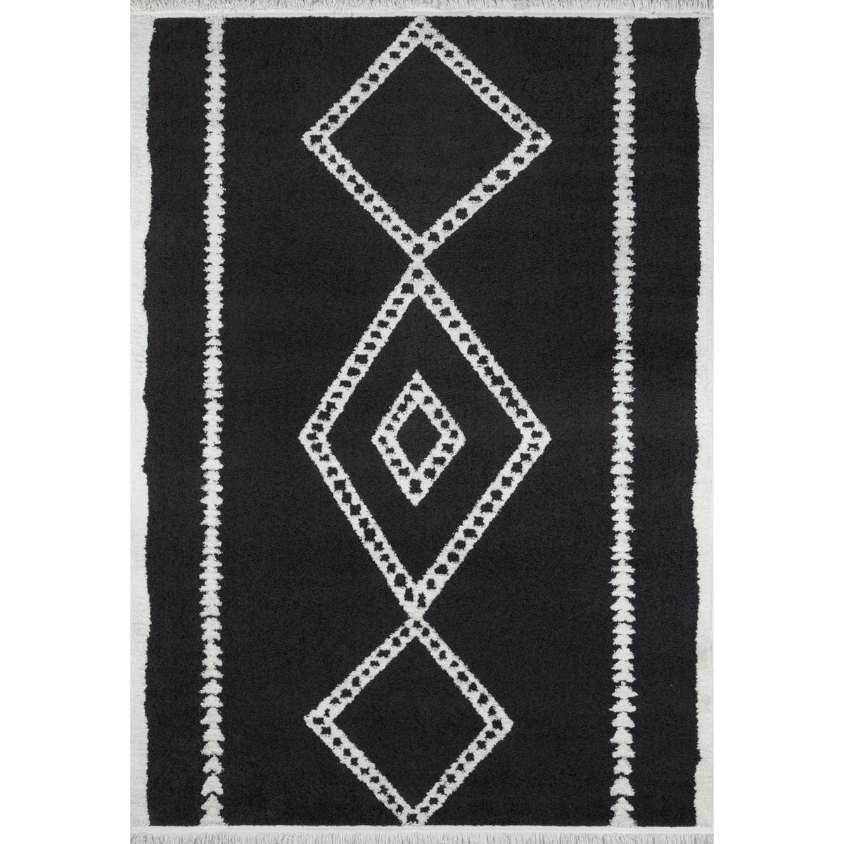 Triple Diamond Black Rug - 5 x 7