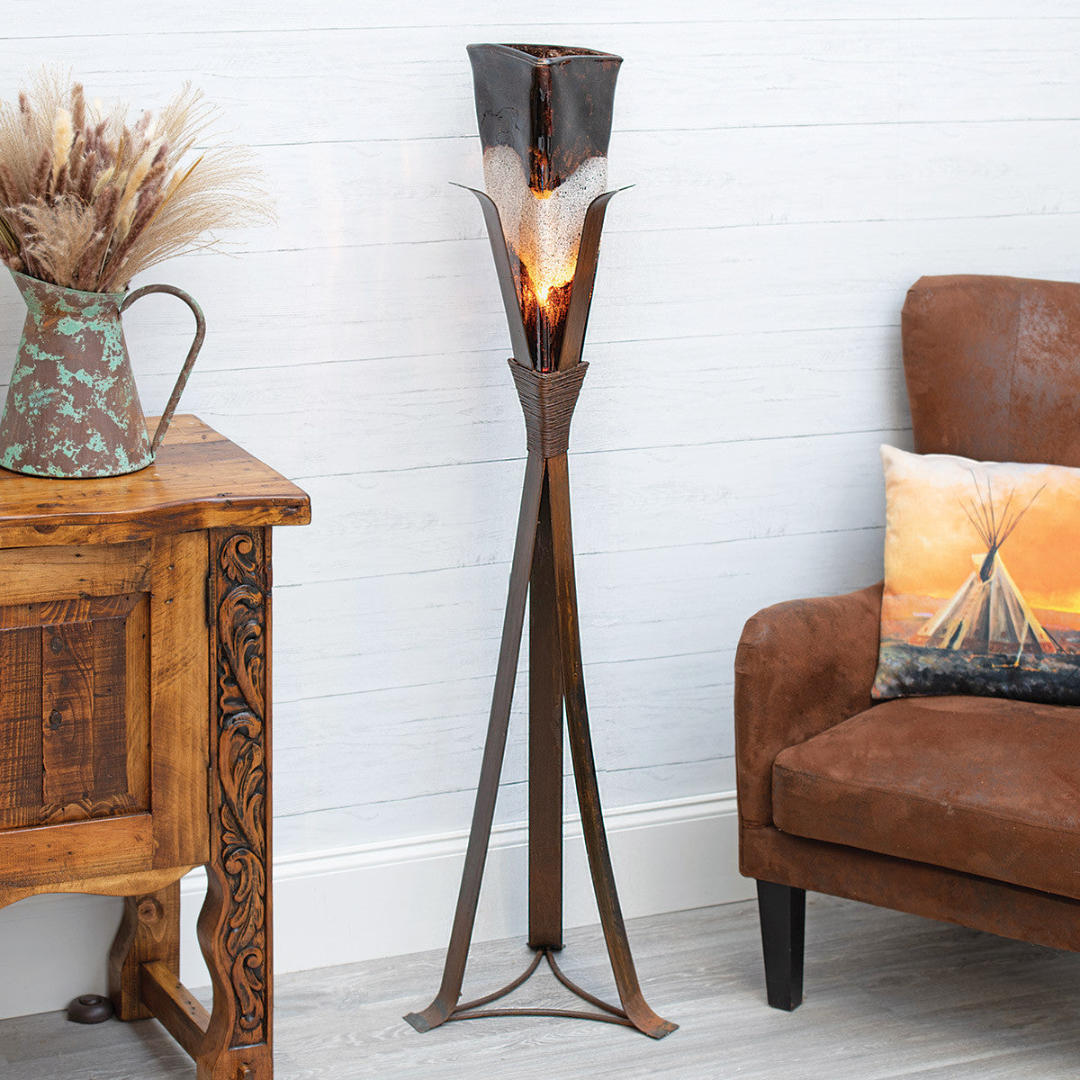 Eliza Floor Lamp with Titan Glass Shade - Medium
