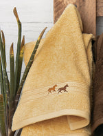 Running Horses Gold Embroidered Wash Cloth