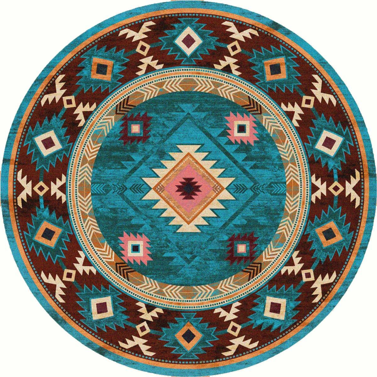 Diamond Creek Turquoise Rug - 8 Ft. Round