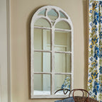 Distressed White Window Mirror
