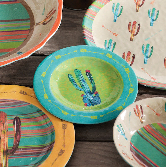Cactus Design Melamine Salad Plates - Set of 4