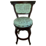 Spanish Heritage Swivel Counter Stool with Back - Turquoise