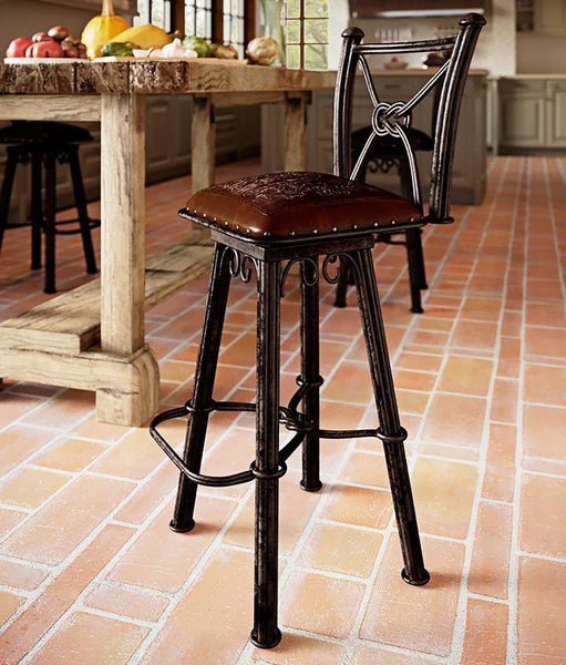 Coronado Iron Barstool with Back - Colonial Brown