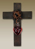 Red Glass Heart Wall Cross - Small