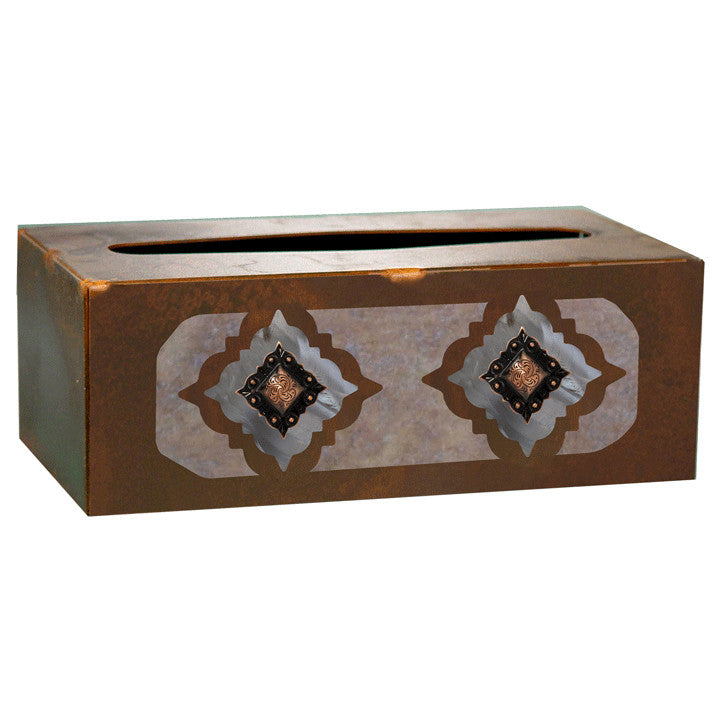 Diamond Copper Concho Rectangle Tissue Box Cover