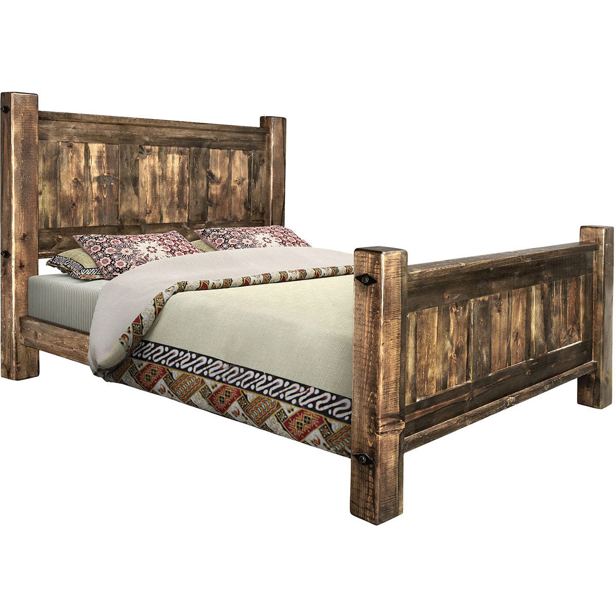 Lima Sawn Bed with Iron & Provincial Stain - Full