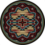 Rustic Cross Blue Southwestern Rug - 8 Ft. Round