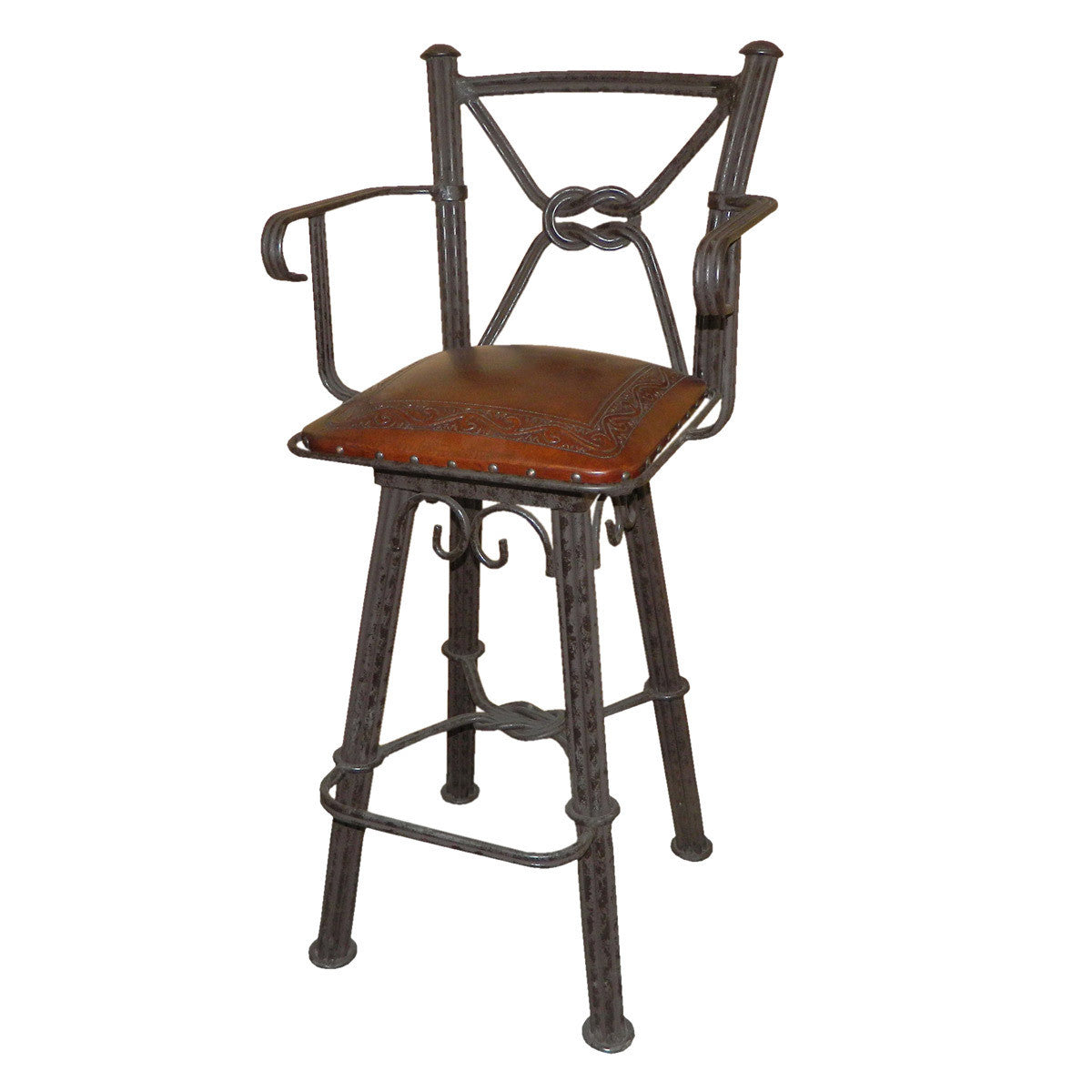 Coronado Iron Barstool with Swivel Back & Arms - Classico