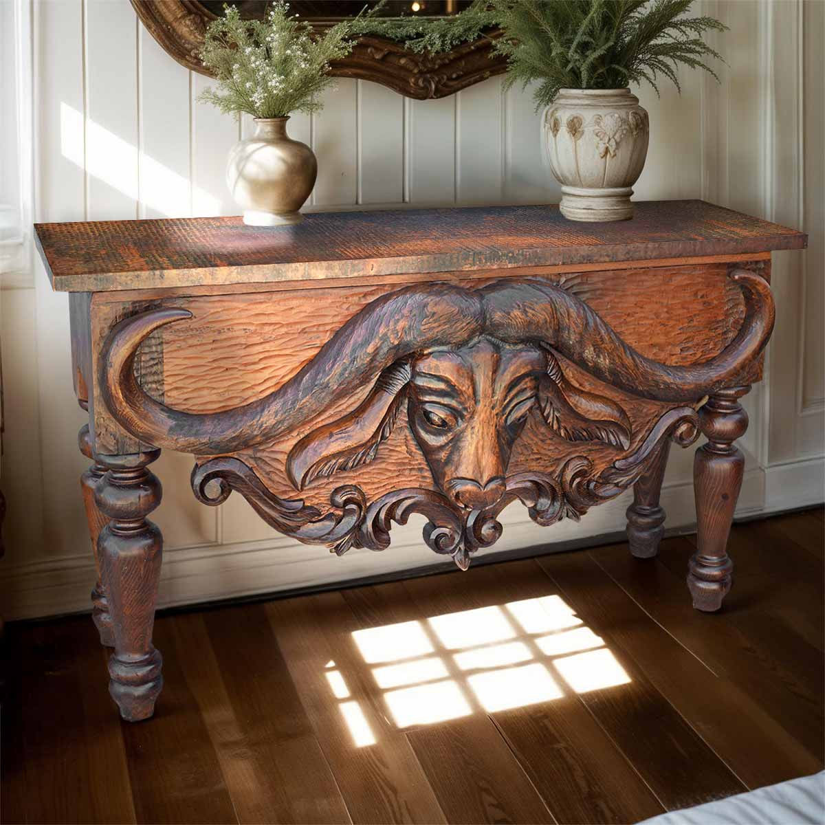 Longhorn Head Console with Copper Top