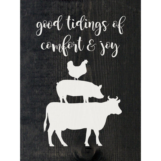 Farmyard Good Tidings Wood Sign
