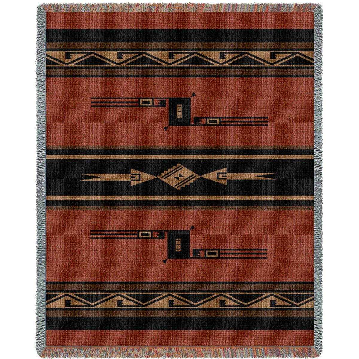 Southwest Geometric Black and Russet Blanket