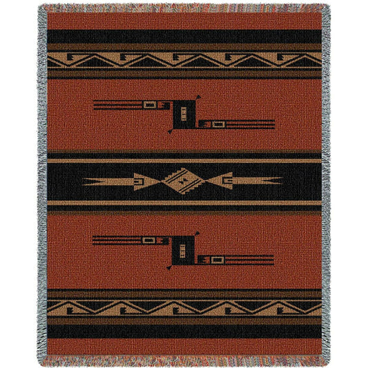 Southwest Geometric Black and Russet Blanket