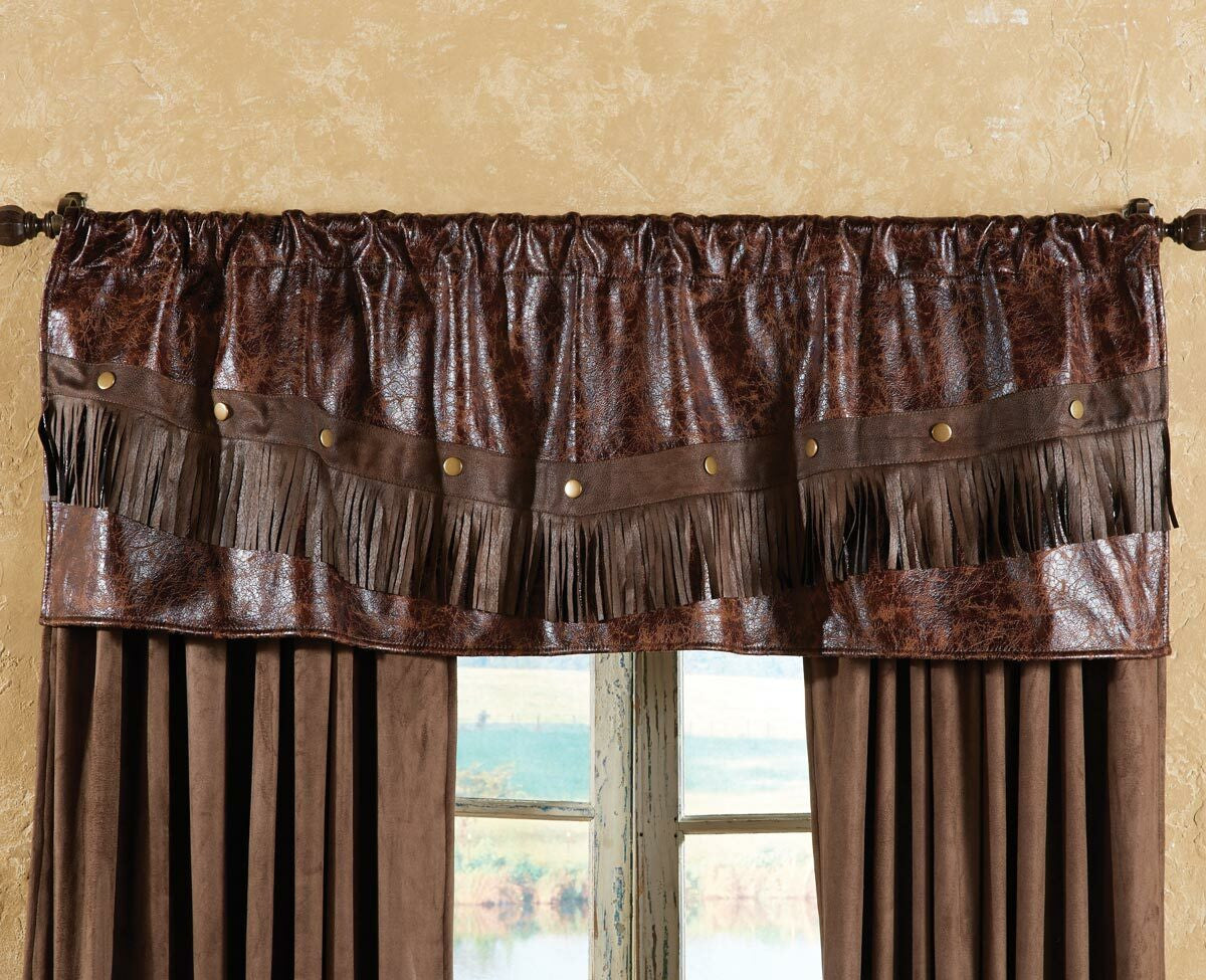 Distressed Leather Western Valance