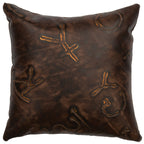 Brands Embossed Leather Square Pillow