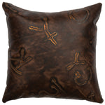 Brands Embossed Leather Square Pillow