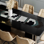 Fringed Holstein Panel & Teal Floral Table Runner - 120 Inch